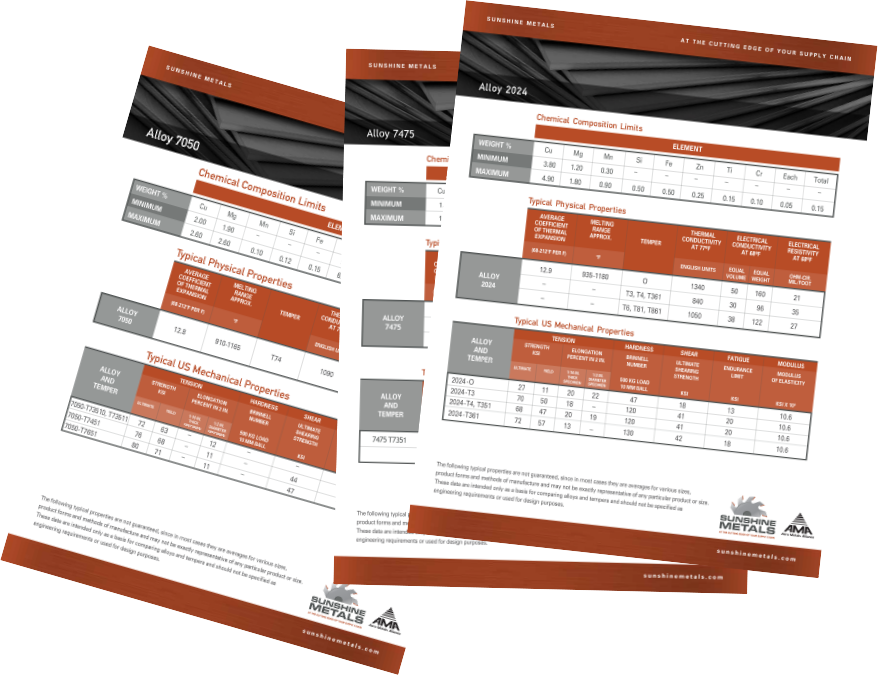 Sunshine Metals Datasheets